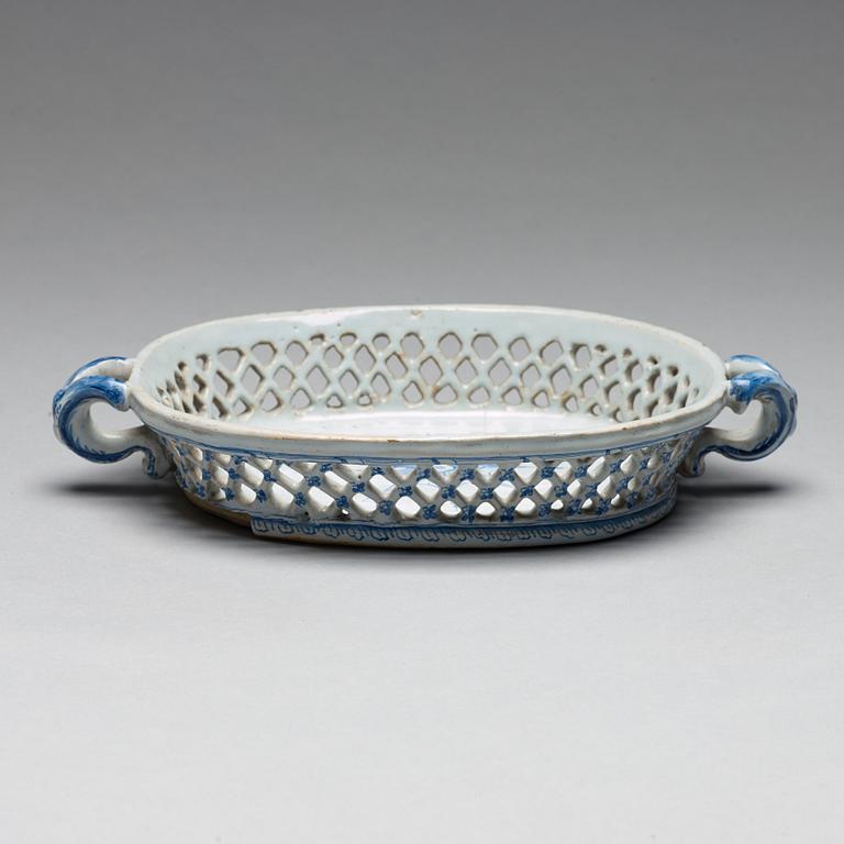 A Swedish faience chesnut basket, Rörstrand, 18th Century.