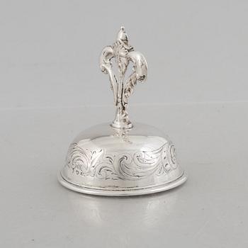 A Swedish silver table bell, mark of Christopher Creutz, Stockholm 1857.