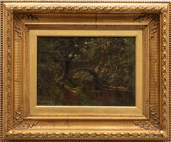 English artist, reportedly Benjamin W Leader (1831-1923), Landscape with a river.