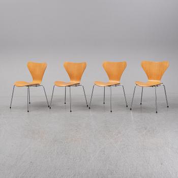 ARNE JACOBSEN, four 'Sjuan' chairs, for Fritz Hansen, Denmark, 1979.