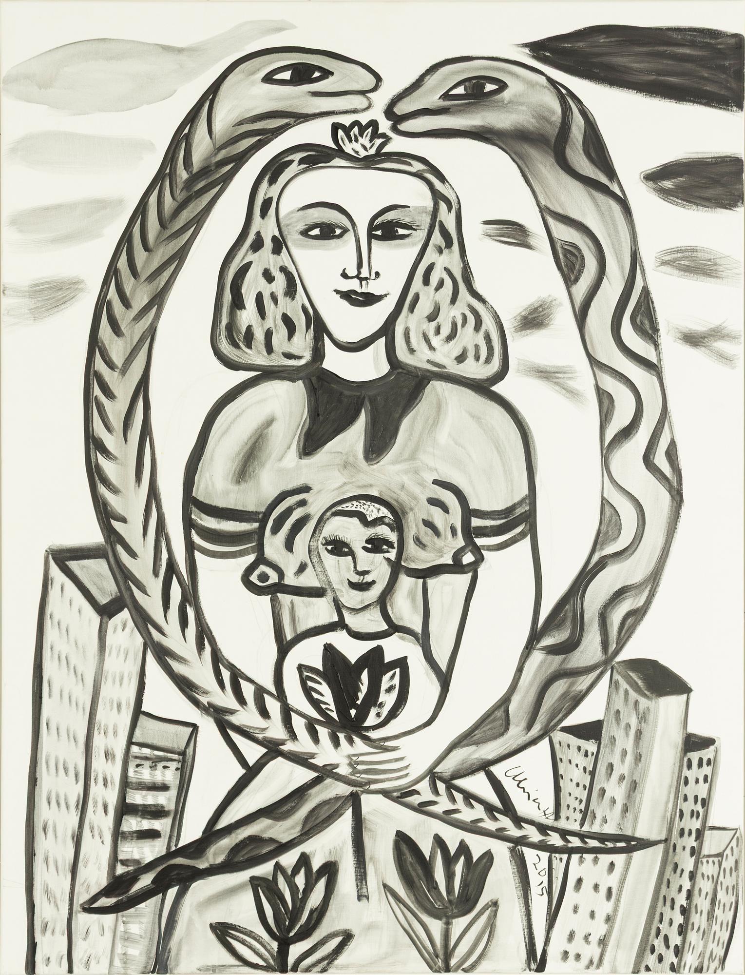 Ulrica Hydman-Vallien, woman with child and snakes.