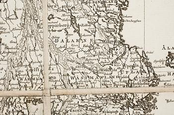 KARTA, "Charta öfver Swerige med tilgränsande länder", graverad av Fredrik Akrel, 1797.