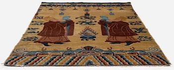 An Antique Ningzia Temple carpet, Northern China. c. 208-131 cm.