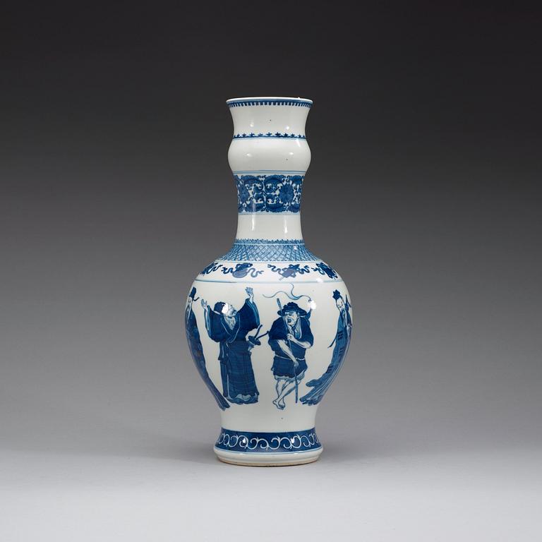 A blue and white figure scene vase, Qing dynasty, 19th century.