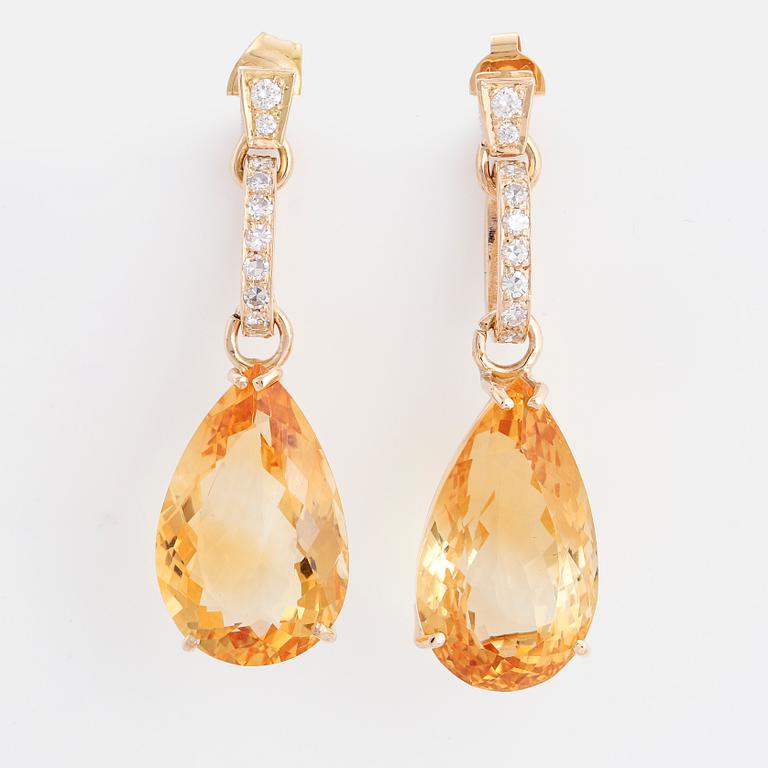 Citrine and diamond earrings.