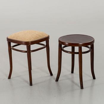 TWO THONET MUNDUS STOOLS.