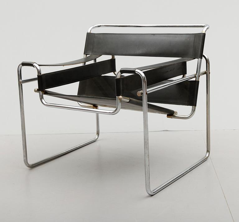 FÅTÖLJ, efter Marcel Breuer, "Wassily", 1900-talets andra hälft.