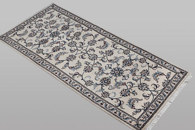 A runner carpet, Nain, part silk, ca 192 x 80 cm.