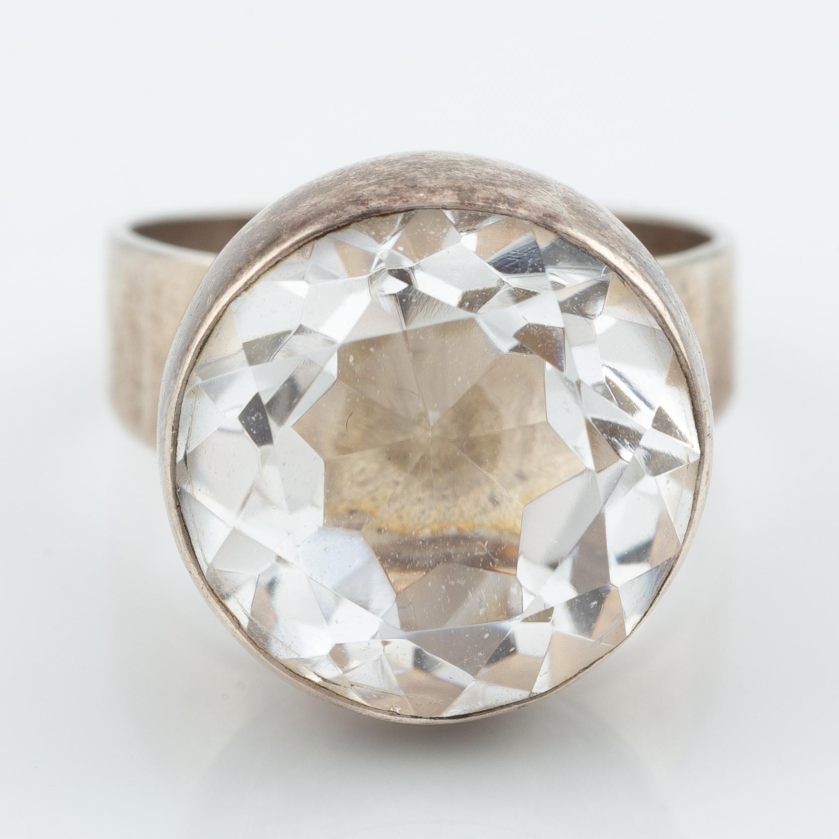 Necklace, bracelet, and a ring, silver with rock crystal, including pieces by Gert Thysell.