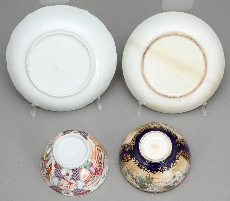 PARTI PORSLIN, 3 delar, Kina och Japan, 1700 och 1900-tal.