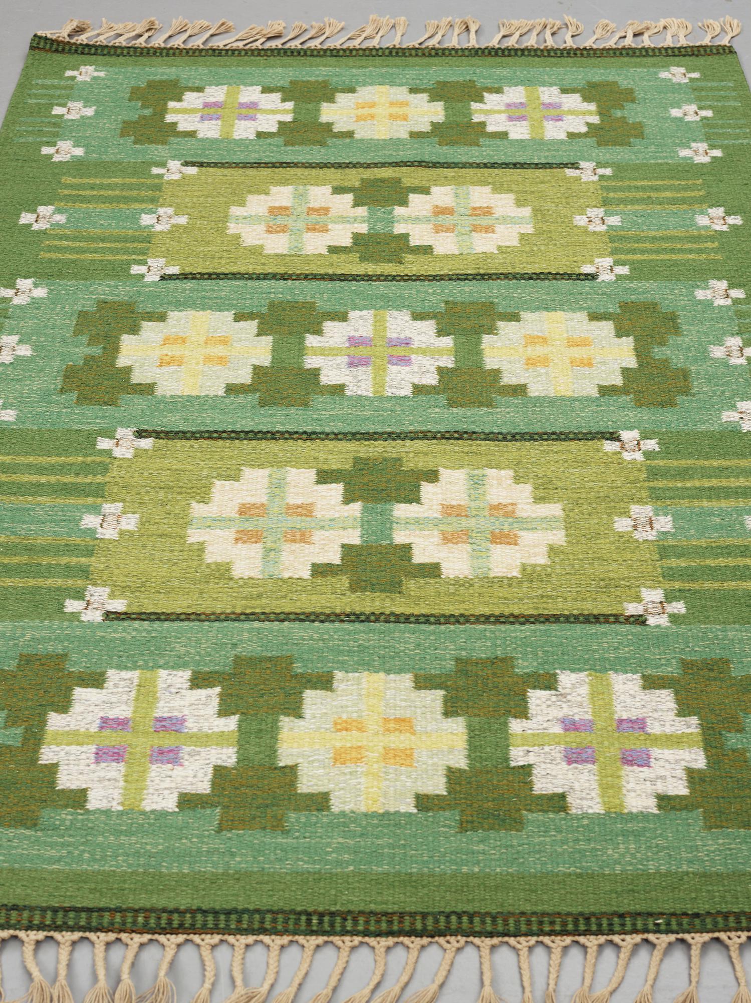 Ingegerd Silow, matta, rölakan, ca 211 x 137,5-139,5 cm, signerad IS.