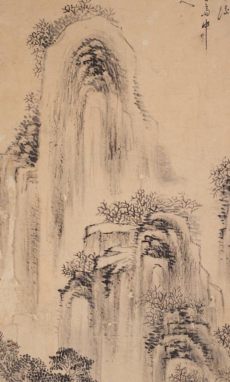 A Chinese painting, ink and colour on paper, Qing dynasty.