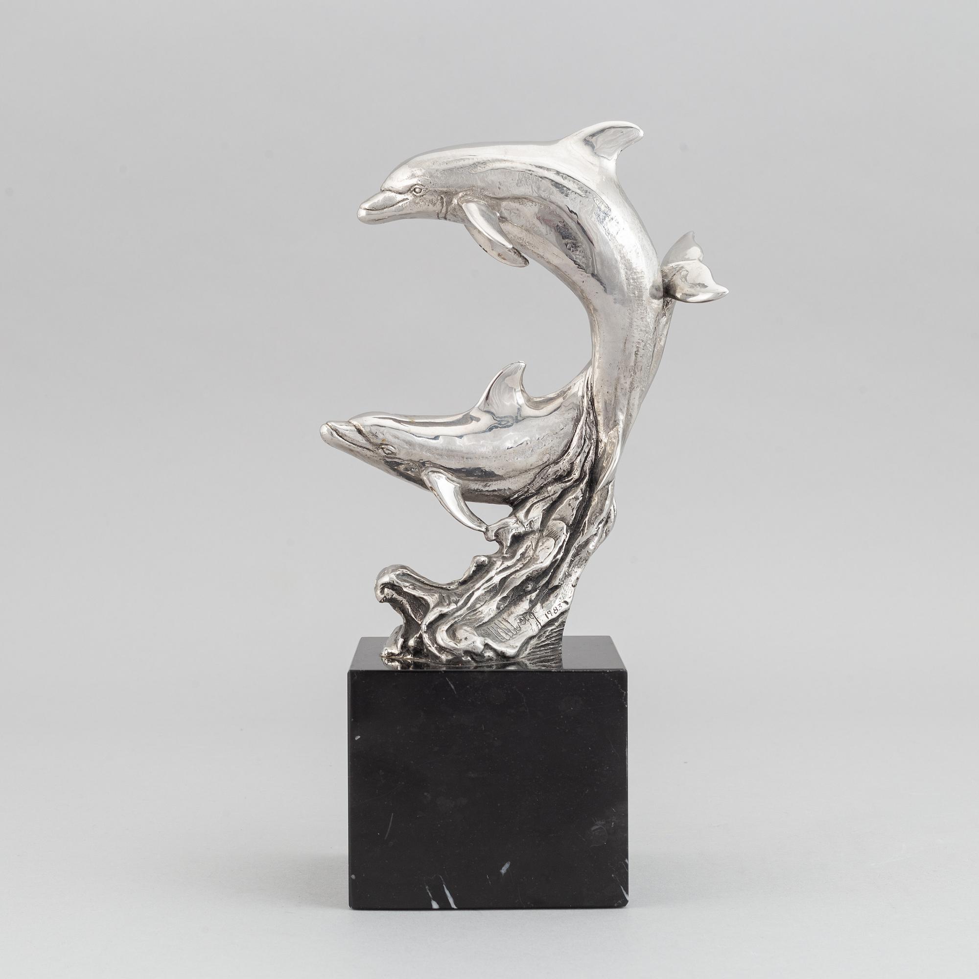 Kent Ullberg, sculpture. Signed. dated 1983. Stainless steel. Ed 101/180. Total height 31 cm.