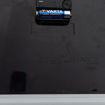 Bordslampor, 2 st, bricka samt väggklocka, Kartell, Italien.