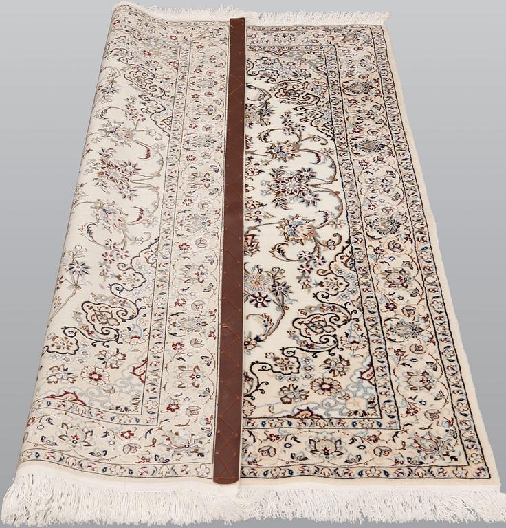 A part silk Nain rug, so called 6LAA, ca 155 x 105 cm.