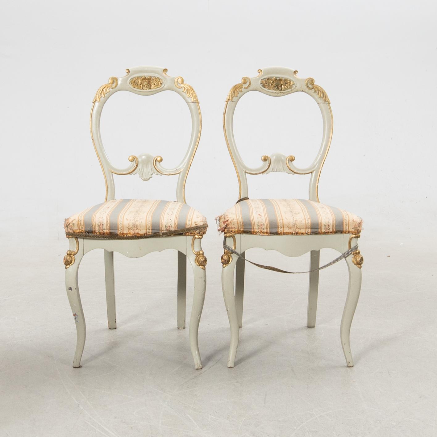 Chairs, a pair, and a table, new Rococo/new Renaissance around 1900.