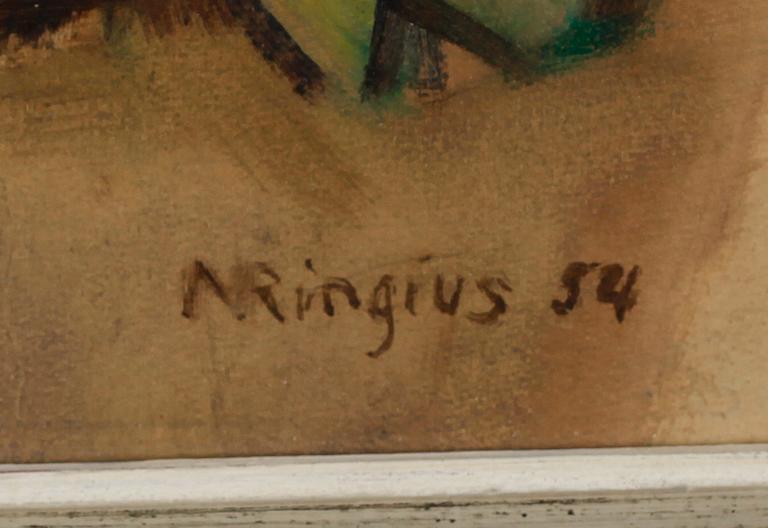 MAGDA RINGIUS, blandteknik, signerad och daterad -54.
