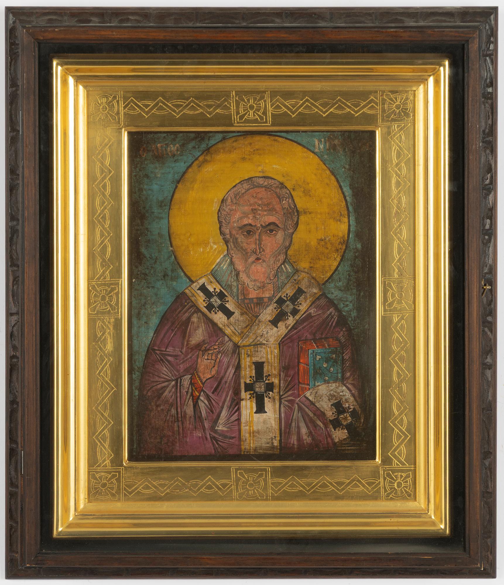 Ikon, Ryssland, 18/1900-tal, St Nikolaus.