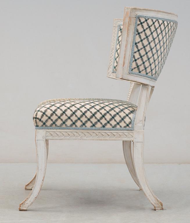 A late Gustavian late 18th century klismos chair.