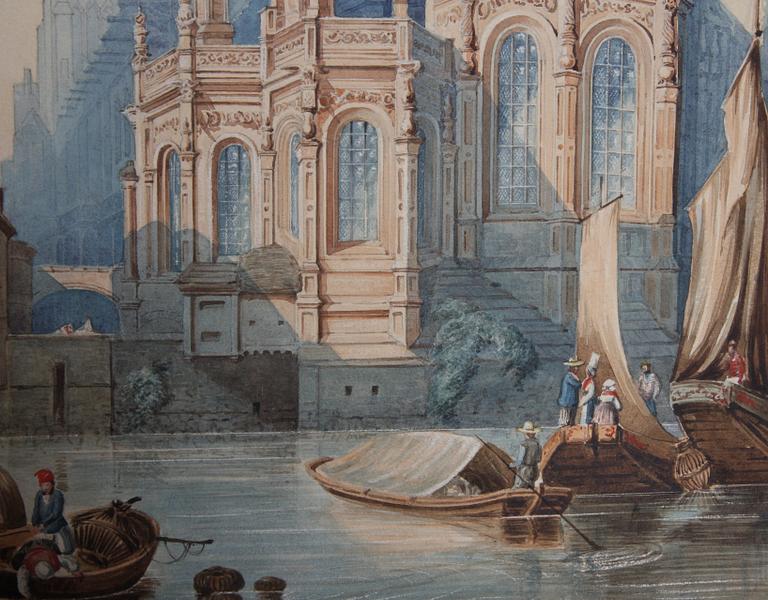 OKÄND KONSTNÄR, akvarell, sign CFA Cantzler?, 1800-tal.