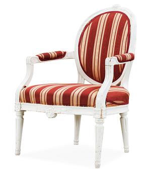 437. A Gustavian late 18th century armchair.