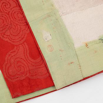 A set of three silk fabrics, China and Japan, late Qing and 20th Century.