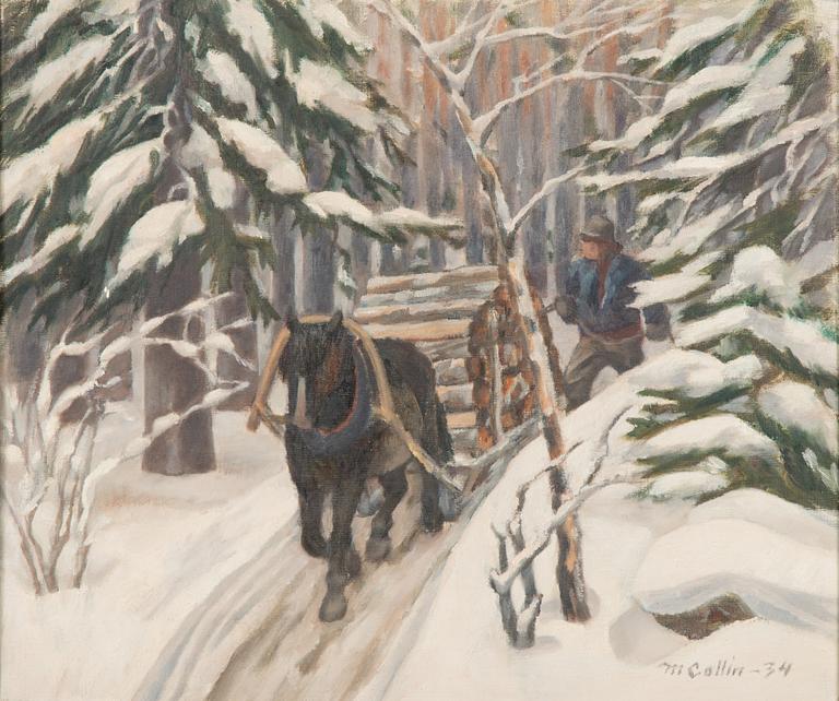 Marcus Collin, Timber load in winter forest.