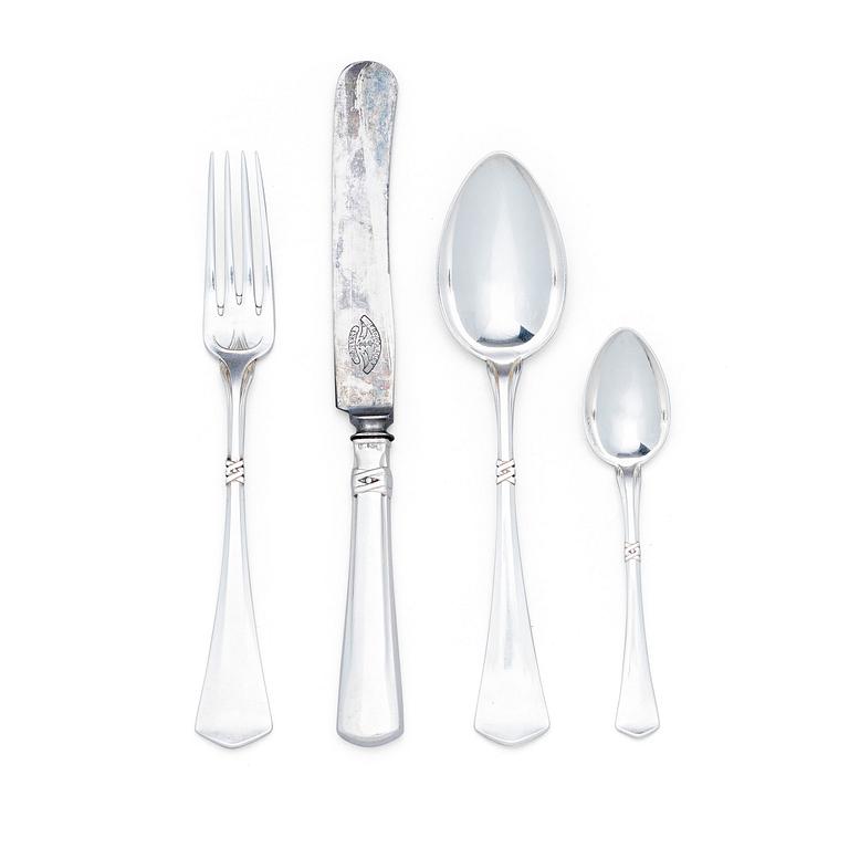 A Swedish 24 piece silver-cutlery set, mark of C.G. Hallberg, Stockholm 1907-1923.