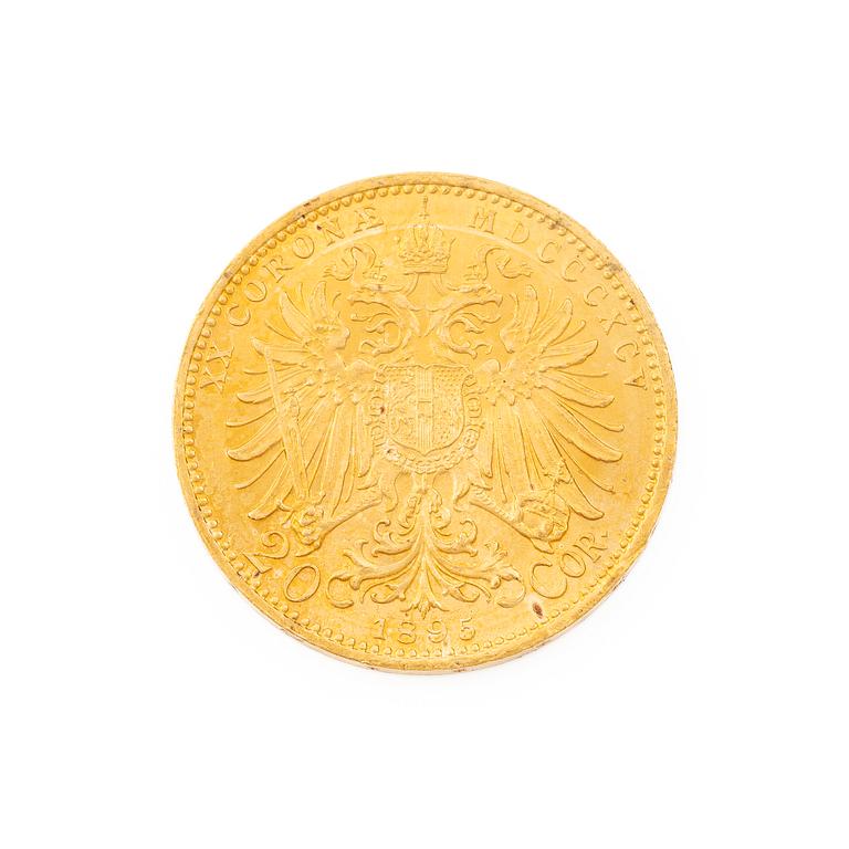 Gold coin, Austria-Hungary, 20 Corona, 1895.
