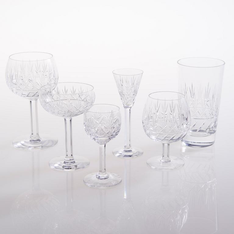 An 'Yrjö' crystal glassware set, circa 36 pieces, Riihimäen Lasi, Finland, latter half of the 20th century.