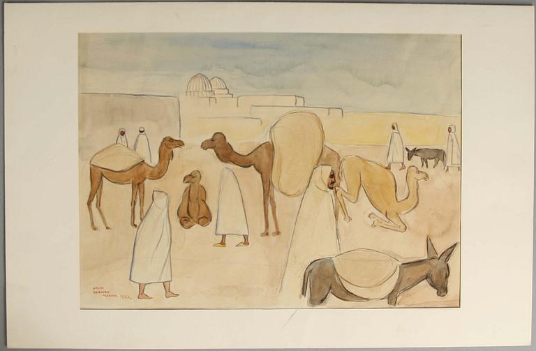 EINAR JOLIN, akvarell, sign. och dat. Kairouan februari 1923.