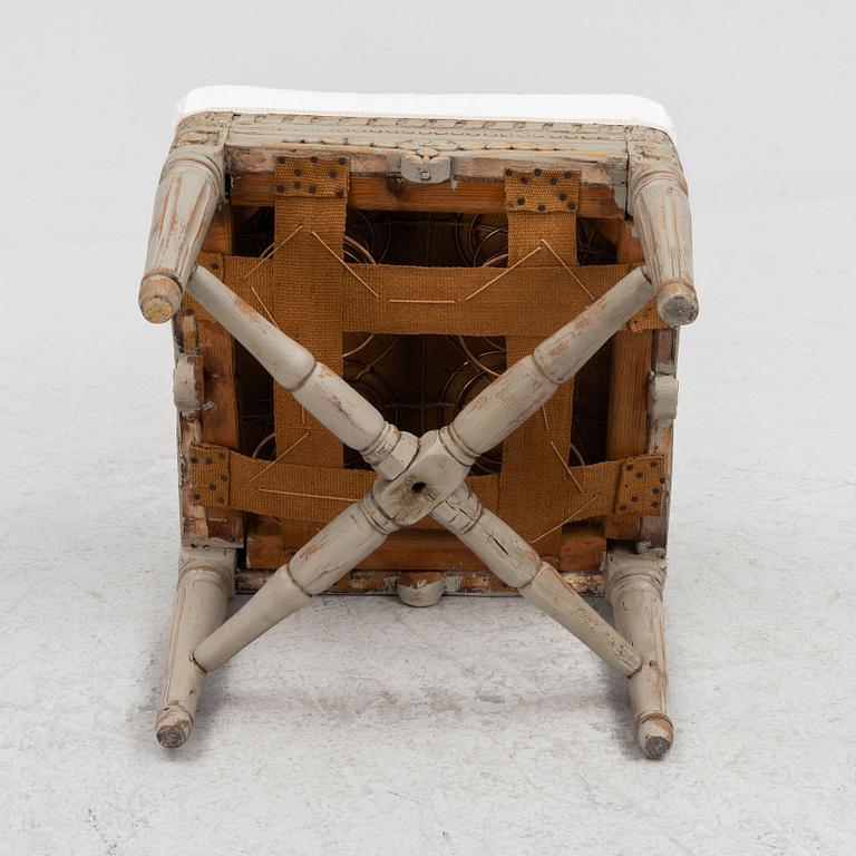 A Gustavian stool, Stockholm, late 18th century.