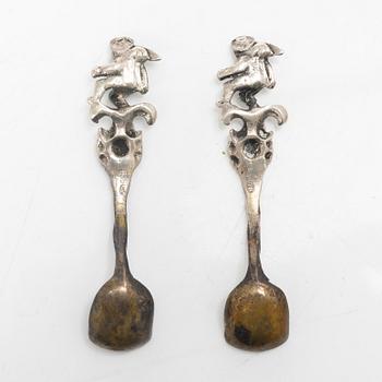 13 pieces of silover for the table, different makers including C.G.Hallberg and GAB, Sweden.