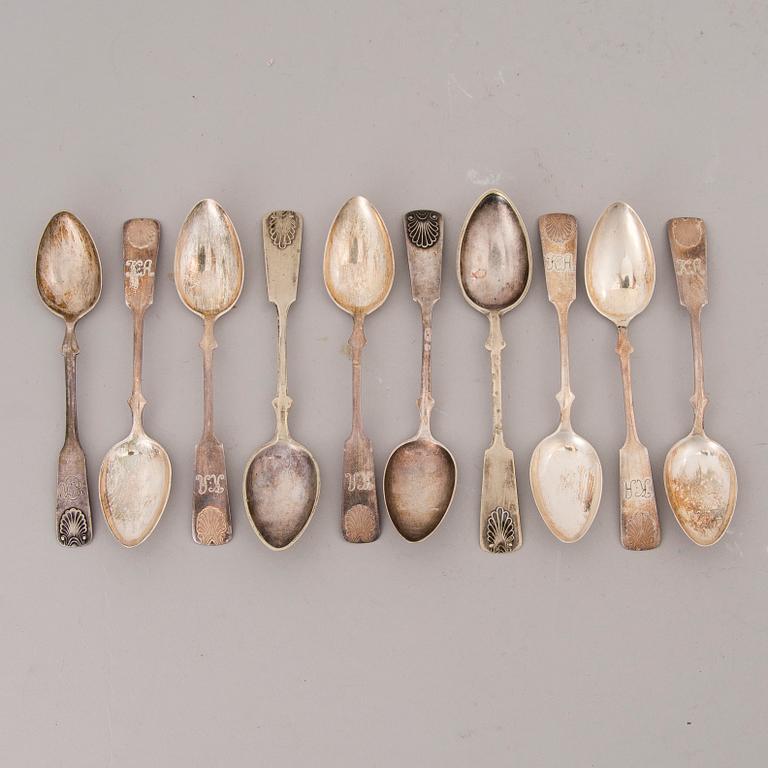 BESTICK, silver och nysilver 23 + 25 delar, "Musslan", finska stämplar, 1923-1955.