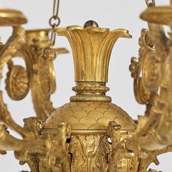 Ampel. för åtta ljus, Frankrike, 1800-talets första hälft, Empire.