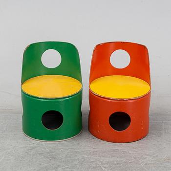 A pair of "Tubus" childs' chairs by LArs Stiernström, KF Interiör, model launched 1969.