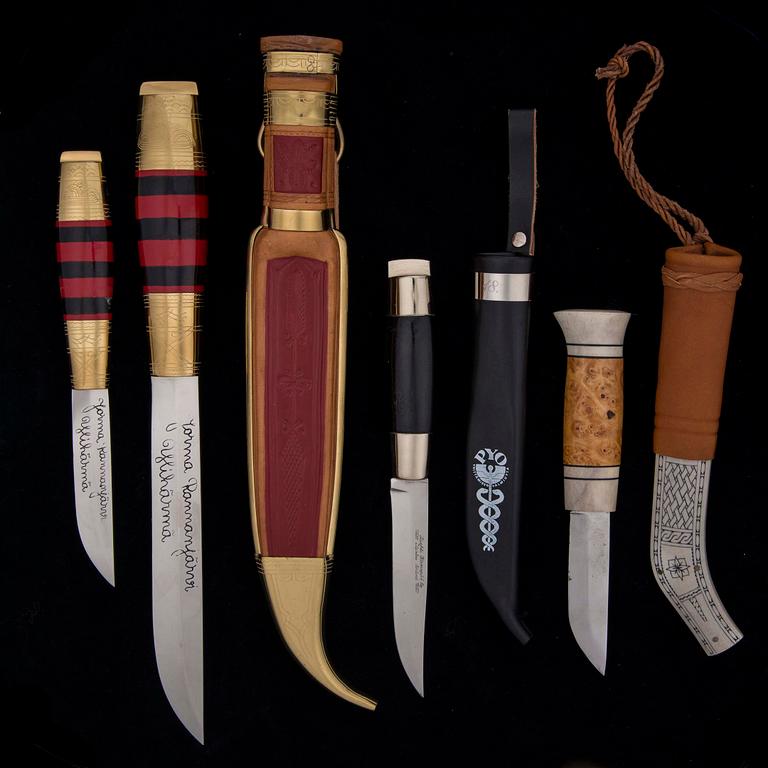 PUUKKO-KNIVAR, 3 st, bl a Jorma Rannanjärvi, Ylihärmä, Iisakki Järvenpää Oy, Finland 1900-talets senare hälft.