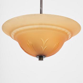 Edward Hald, a pair of ceiling lamps, Orrefors, 1930s.