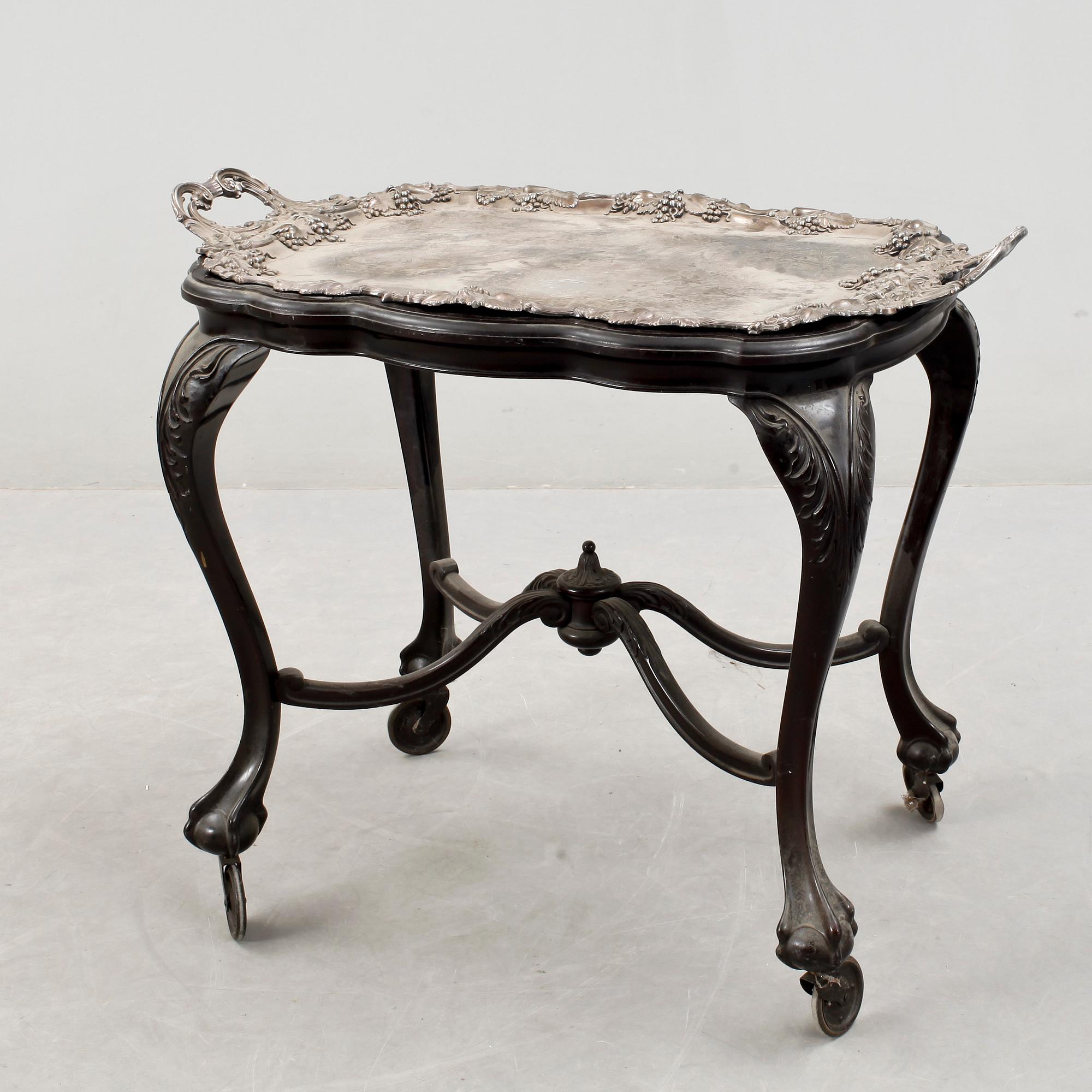 SERVERINGSBORD, pläter samt trä, nyrokoko, 1800-talets andra hälft.