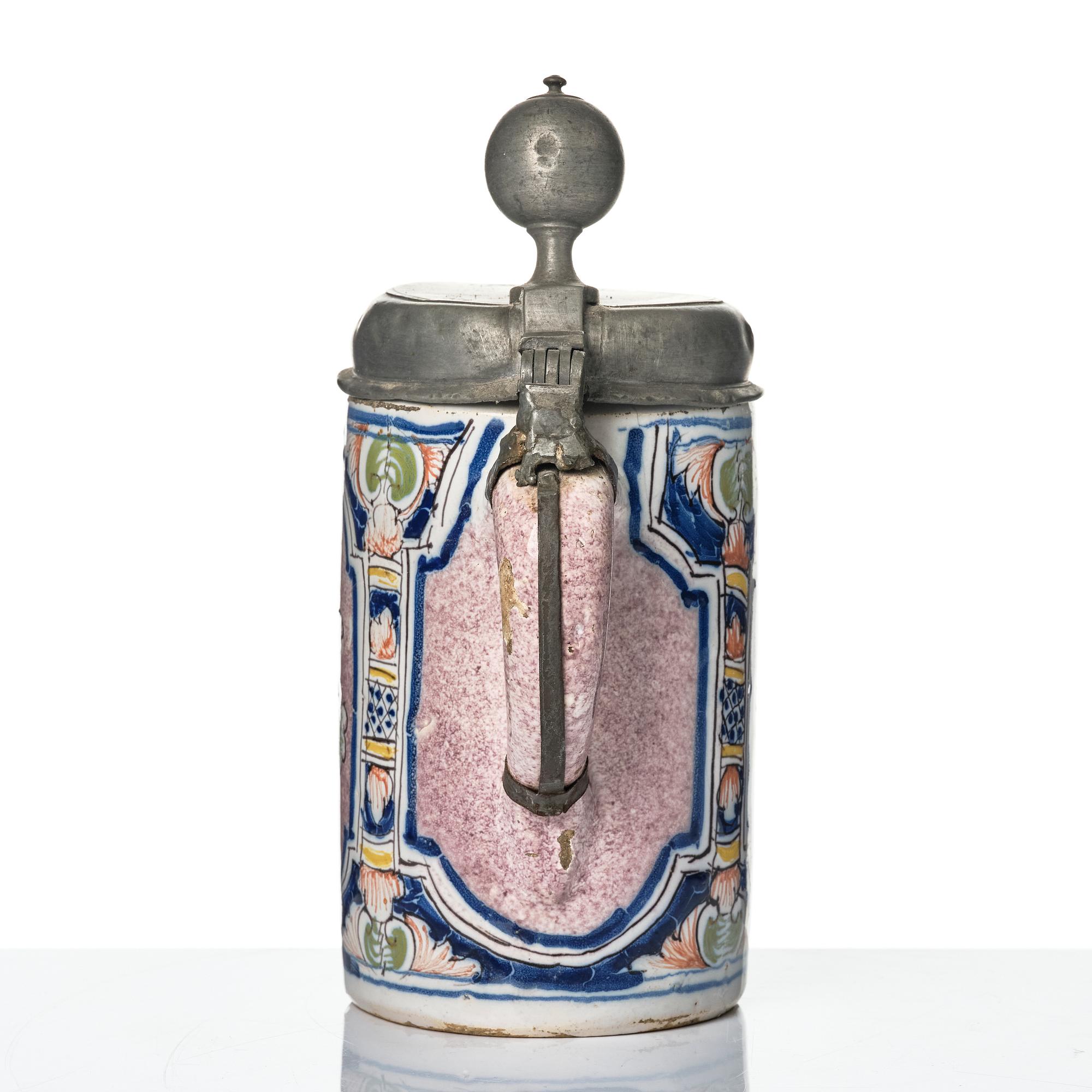 Stop och kanna, fajans, 1700-tal.
