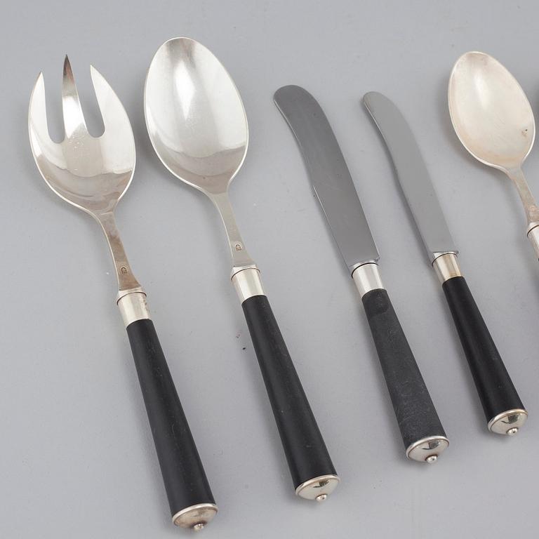 99 pieces of silvered metal cutlery, "Creation Peter", second half of the 20th century.