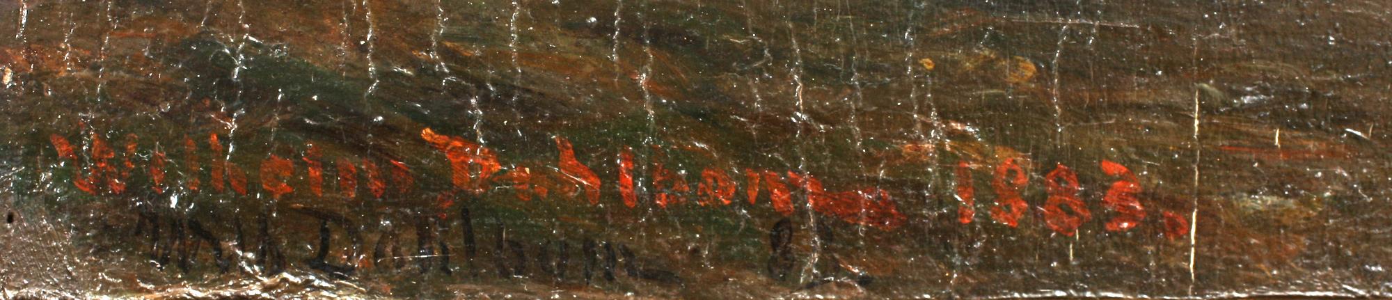 WILHELM DAHLBOM, olja på pannå, sign (dubbelt) och dat 82 resp 1883.