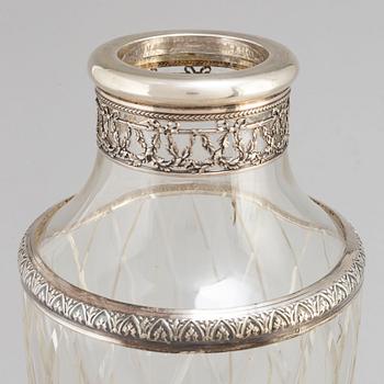 A silver mounted glass vase, probably France, first half of the 20th Century.