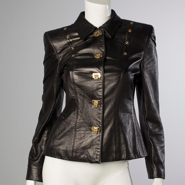 A leather jacket by Escada, in size 36.