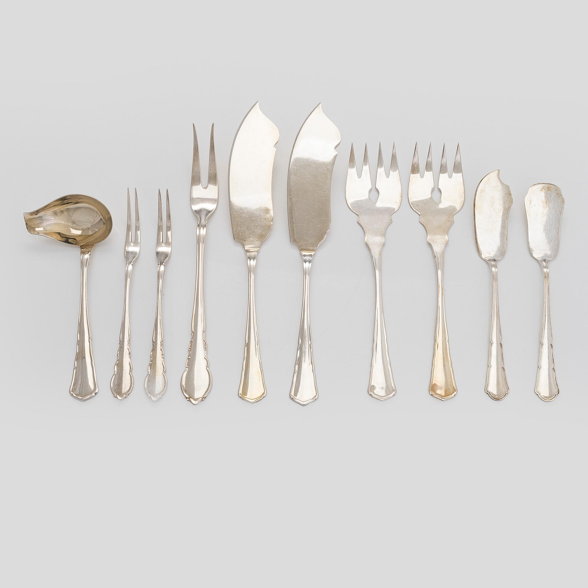 Ten silver utensils, Czechoslovakia 1945-49.