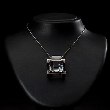 HÄNGSMYCKE, silver med slipat glas, Kaunis Koru 1969.