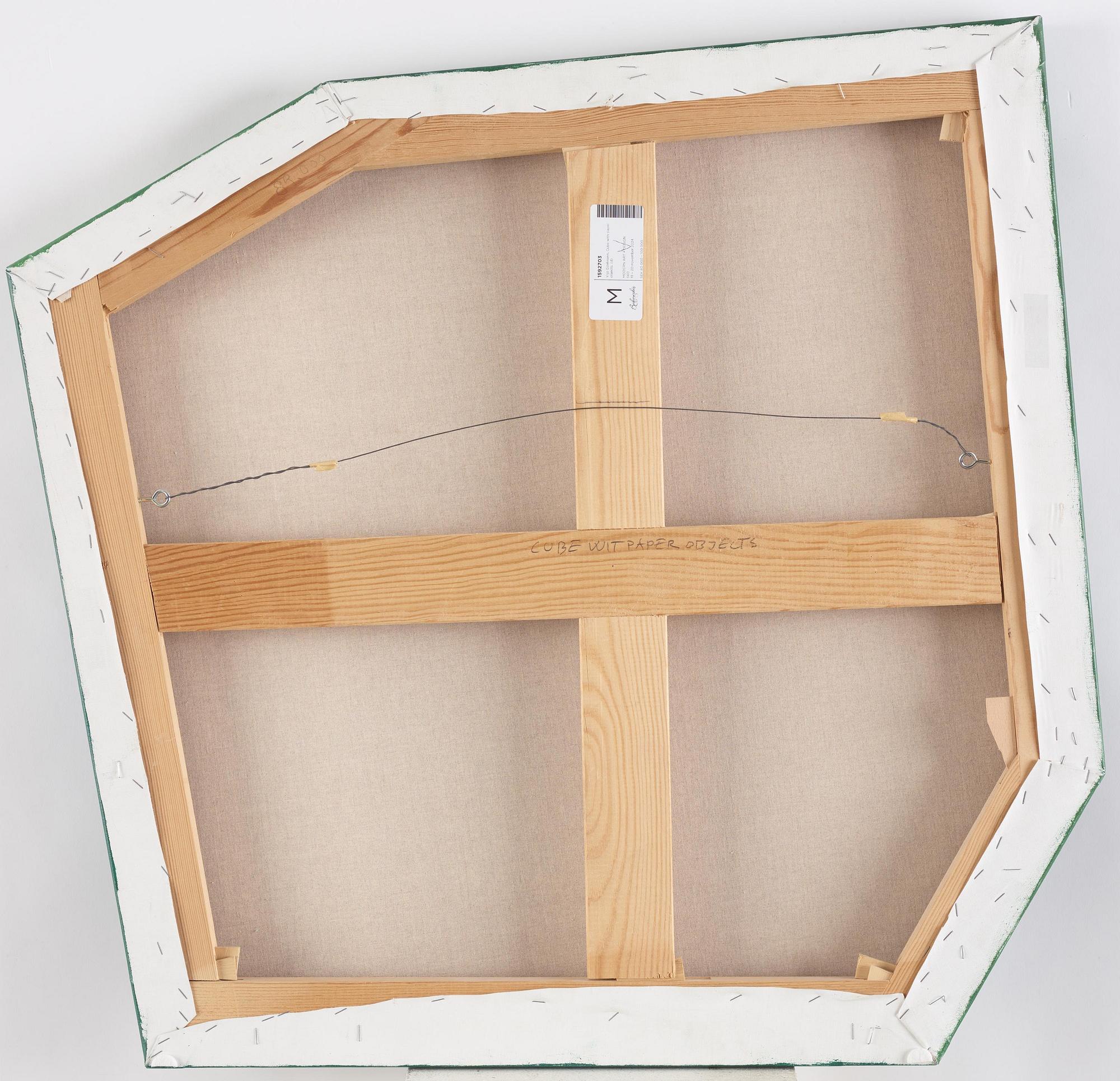 Yrjö Edelmann, "Cube with paper objects".