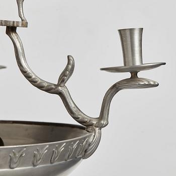 Nils Fougstedt, a pewter chandelier, Svenskt Tenn, Stockholm 1930.