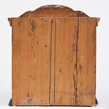Hängskåp, allmoge, av Jöns Månsson, Forsa, Hälsingland, märkt JSS 1792.