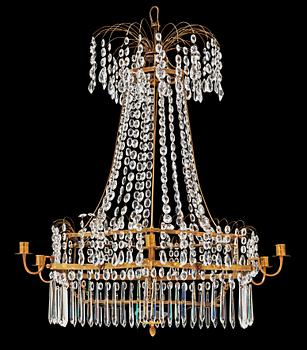 1598. A late Gustavian early 19th century seven-light chandelier.